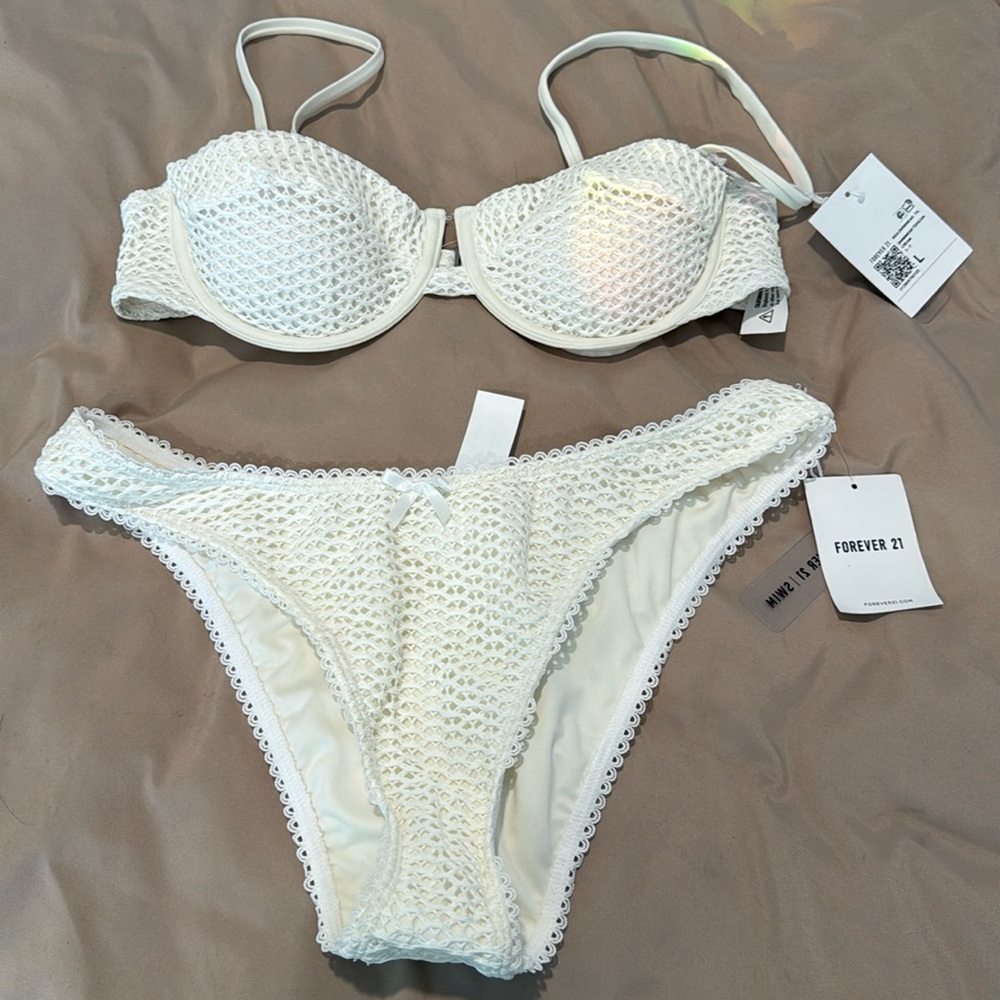 White bikini size L, mesh